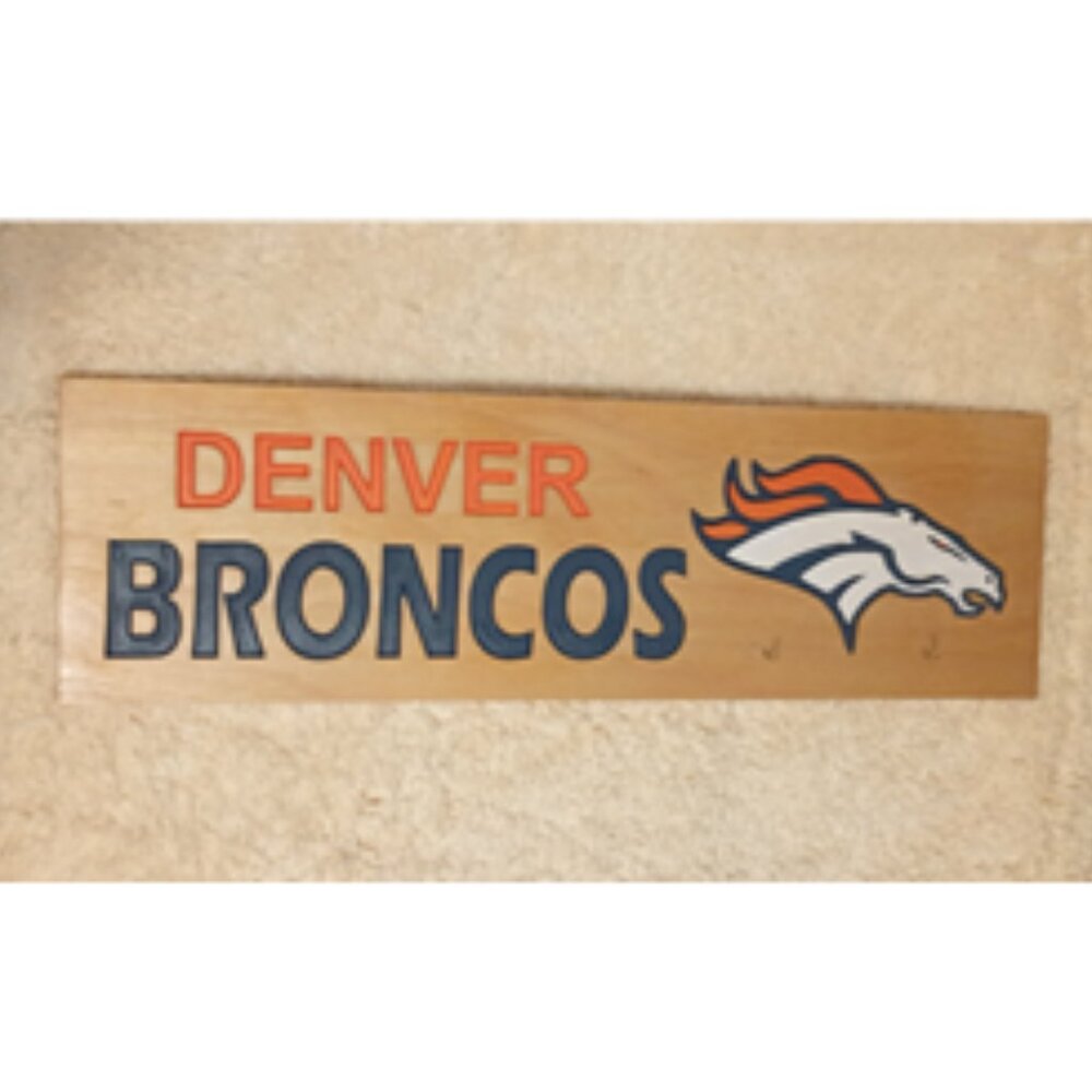 NEW!! Handcrafted Denver Broncos Engraved Wood Sign, 6" (L) x 20" (W) X 0.5" (D)